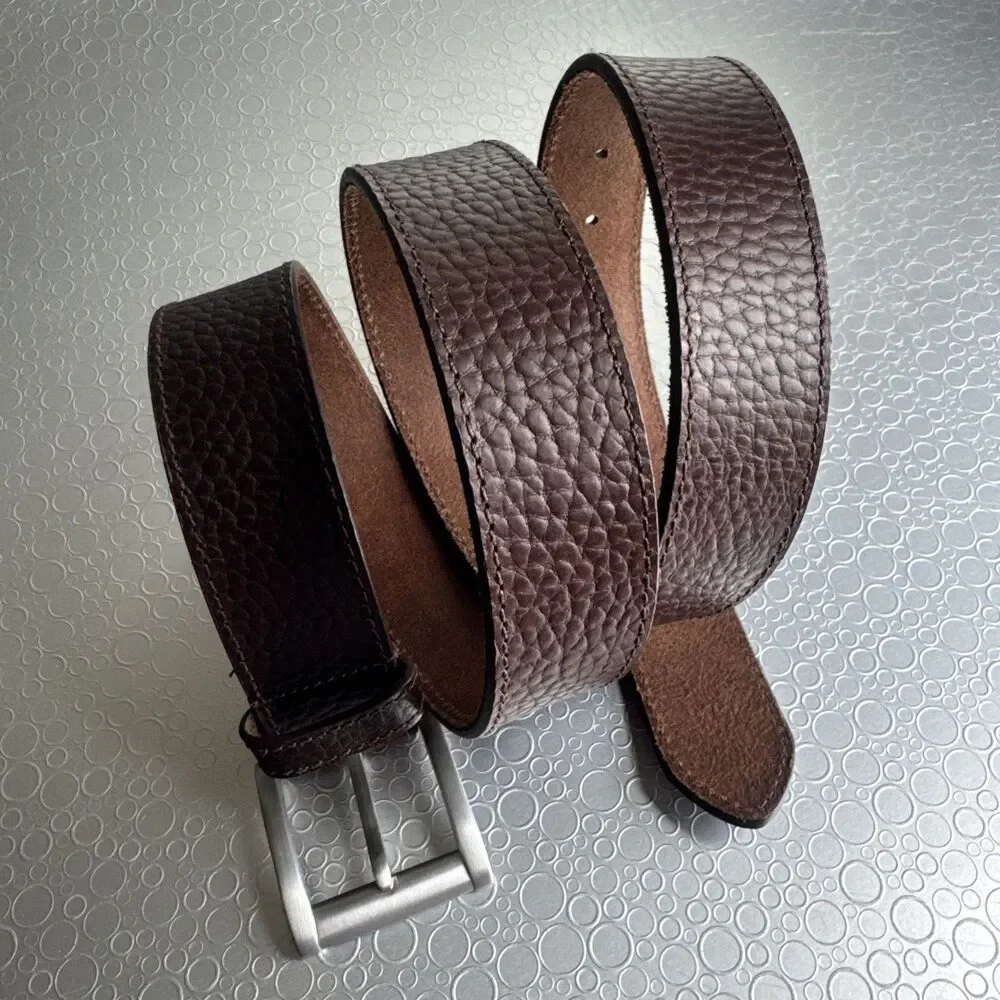 George Mens 46 Chocolate Grain Leather Belt Classic Big Tall Textured